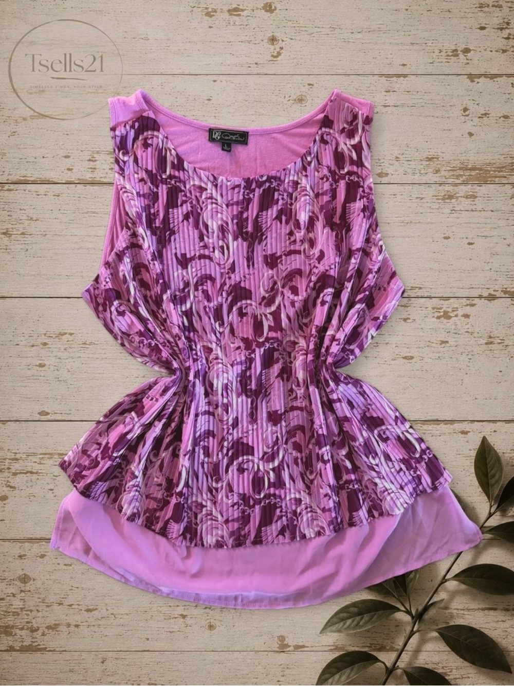 DG2 by Diane Gilman Pleated Sleeveless Top - Size L